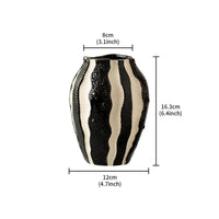 Black and White Striped Vase Minimalist Design Vertical Stripe Flower Vase Statement Centerpiece Home Decoration for Living Room, Office Desk