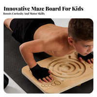 Anti-Slip Bottom Maze Balance Board Engraved Foot Outlines Wooden Balance Board Steel Balls Exercise Equipment Rounded Corners
