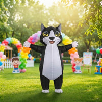 Black Inflatable Cat Suit Lightweight Cat Costume with Blower Sturdy Inflatable Costume Funny for Parades
