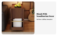 Wheeled End Table with Magazine Holder Space-Saving Design Indoor Furniture