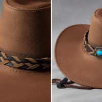 Cowboy Hat with Braided Band Structured Felt Cowboy Hat for Festivals, Travel, Stage