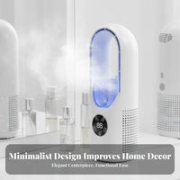 Compact Design Bladeless Misting Fan Lightweight USB Desktop Fan Quiet Operation for Students, Office Workers, Dorm Room, Bedroom