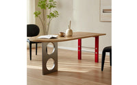 Modern Semi-Oval Table Long-Lasting Ash Wood Table Water-Resistant Desk Space-Saving for Home Office