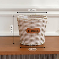 Flower Pot Basket Handwoven Round Wicker Planter Basket Plastic Weave