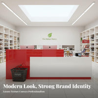 Modern Reception Desk Sturdy Construction L-Shaped Front Desk Heavy Duty Cashier Wrap Counter for Business Owners, Office Managers, Spa, Hotel, Lobby