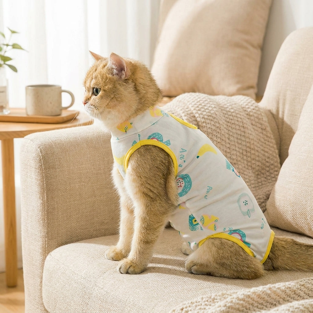 Pet Recovery Suit with Snap Buttons, Two-Legged Korean Style Surgery Suit and Spay Shirt