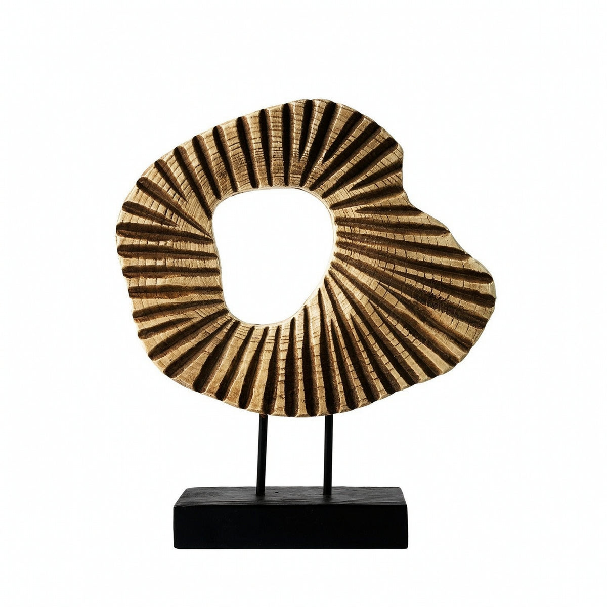 Resin Loop Sculpture Carved Statue with Black Base Vintage-Inspired for Office