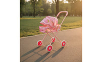 Doll Carriage Foldable  Doll Carriage Pretend Play Toy Pram for Toddlers, Playroom