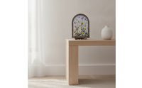Wood Frame Plaque with Floral Print Freestanding Arched Table Decor Watercolor Tabletop Sign for Shelf, Mantel, Desk