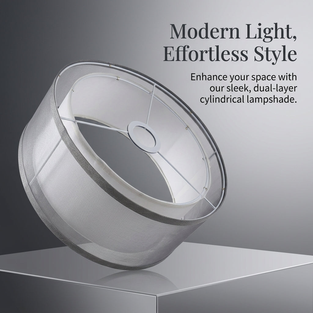 Table Lamp Shade with Double Layer Textile for Bedroom Lighting, Detachable Lampshade for Easy Assembly and Storage, Linen Ceiling