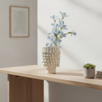 Ruffled Resin Vase Textured Sculptural Vase Artisanal Resin Flower Holder Modern for Living Room, Entryway, Display Shelf