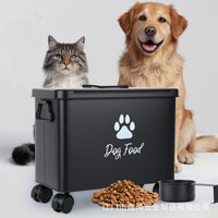Cross-Border Pet Food Sealed Storage Box with Wheels Cat Food Bucket Moisture-Proof Insect-Proof Large Capacity Dog Food Container