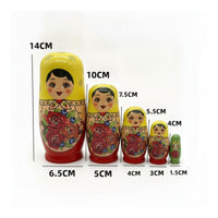 Painted Wooden Nesting Doll Set Stacking Russian Nesting Dolls Traditional Toy Handmade for Nursery