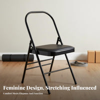 Foldable Iyengar Mind-Body Practice Chair Stable Support Folding Mind-Body Practice Chair Space-Saving Pilates Auxiliary Stool Heavy Duty for Beginners, Women, Home Gym