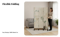 Chinese & type 4-Panel Floral Partition Foldable Design 4-Panel Art separater Artistic Decoration Folding Screen Freestanding for Cultural aficionados, homeowners, Office Workers, Living Room, Bedroom, Studio Apartment, Restaurant