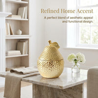 Home Decoration Ceramic Storage Jars with Lids for Coffee Table Display, Gold Electroplated Fruit Shaped Porcelain for Kitchen Countertop