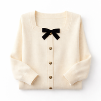 Ladies Long Sleeve Tops with Square Neckline and Bow Detail, Loose Fit Blouse for Women Office Wear and Work, Plus Size Polyester