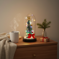 Light-Up Glass Christmas Tree Ornament Mini LED Night Light Desktop Decoration Creative Christmas Gift