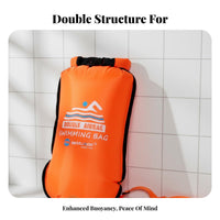 Aquatic Buoy Dry Bag Waterproof Storage Double Tow Buoy Swimming Safety Buoy Adjustable Waist Belt Inflatable Aquatic Buoy