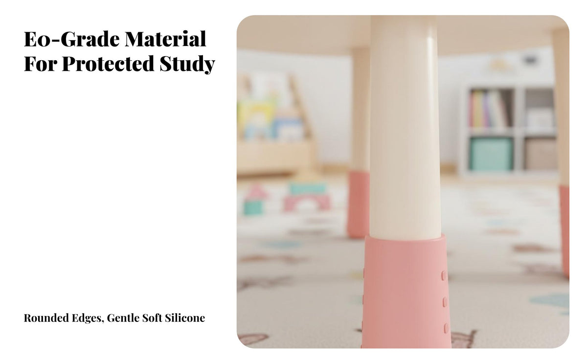 Child-Safe Design Adjustable Height kids' Table Rounded Edges Peanut Shaped Play Table Anti-Slip Legs children's Study Desk and Chair Easy to Clean for Toddlers, Preschoolers, Teachers, Classroom, Daycare, Playroom, Nursery