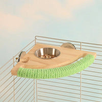 Bird Perch with Feeder and Water Dispenser, Multi-functional Solid Wood Small Bird Stand for Small Medium Parakeets Cockatiels and Other Birds