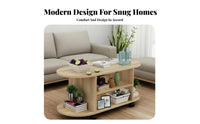 Oval Coffee Table with Shelf Modern Design two-shelf Oval Table Minimalist and design