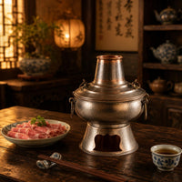 Traditional Beijing Hot Pot Fitted Lid Cooking Utensil Hammered Metal
