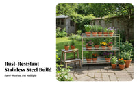 Multi-Tier Rolling Plant Shelf With Wheels Multi-Tier Rolling Trolley Sturdy Duty Raised Edges for Gardeners, Balcony, Indoor