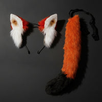 Animal Ears and Tail Set Faux Hair Cosplay Ears Headband with Tail Soft Costume Accessory for Cosplayers, Photo Shoots