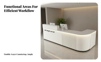 Multifunctional Modern Reception Desk Sturdy Structure Retail Checkout Counter Scratch Resistant Commercial Checkout Counter Easy to Clean for Retailers, Receptionists, Business Owners, Hotel Lobby, Medical Medical Facility