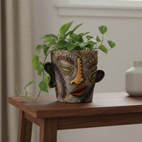 Face Planter Multicolor Resin Planter Rustic Finish
