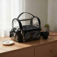 Easy to Clean Makeup Bag with Adjustable Dividers Multi-Compartment Makeup Bag with Shoulder Strap Sturdy Cosmetic Organizer Case Smooth Zipper for Vanity