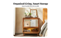 Rattan Nightstand Ample Storage Rattan Drawer Side Cabinet Easy to Assemble