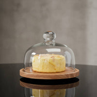 Glass Cloche Cake Stand Elegant Design Cake Stand with Dome Multipurpose Wooden Base Dessert Cloche for Cafe Owners, Home Dessert Makers