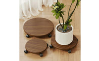 Round Planter Stand with Wheels Multi-Functional Rolling Plant Cart for Balcony