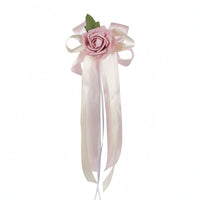 1 Piece Suction-cup Artificial Rose Car Ornament Ribbon Bow Decoration Hanging Floral Accessory Elegant Satin Suitable for Wedding Procession Car Mirror Car Door Handle