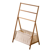 Folding Clothes Rack with Basket Portable Triangular Frame Garment Rack