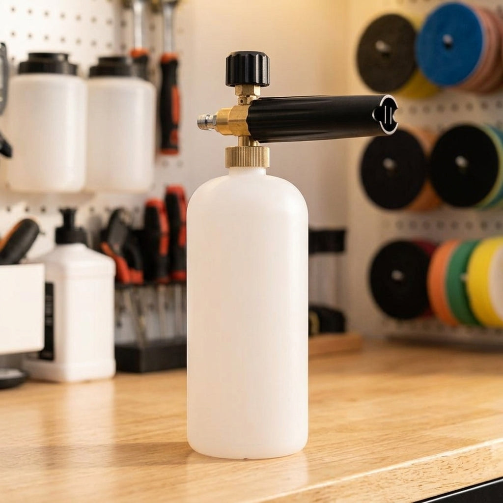 Jet Wash Spray Bottle with Soap Dispenser for Car Wash, Car Detailing Foam Cannon with Brass, Quick Connect Adjustable Nozzle, 30mp Pressure