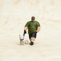 Dog Walking Figurine Detailed Miniature People Figurine Realistic