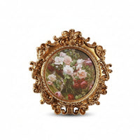 Oval Easel Photo Frame Carved Floral Ornate Resin Photo Frame Scroll Detailing