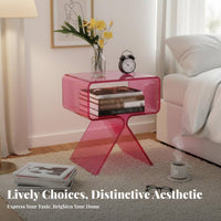 Cross-Legged End Table Transparent Design Nightstand Minimalist Aesthetic
