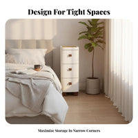 Slim Bedside Table with Drawer Space-Saving Nightstand Multi-Purpose for Bedroom