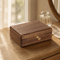 Walnut Jewelry Case Compact Wood Band Holder Box Anti-Scratch for Wedding