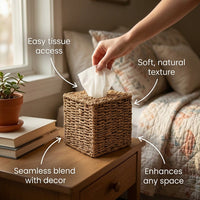 Woven Tissue Box Cover, Modern Minimalist Straw Weaving
