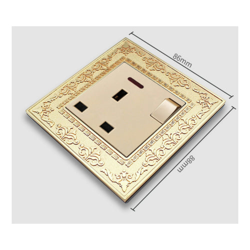 Antique Gold Decorative Outlet Panel Ornate Retro Socket Plate Vintage Embossed Wall Plate Metal for Interior Designers, Homeowners, Living Room, Bedroom, Hotel