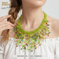 Handwoven Beaded Necklace with Adjustable Vine Design for Women