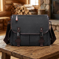 Laptop Bag and Travel Bag with Shoulder Strap, Large Capacity Student Bag with Polyester Lining, Crossbody Bag Men with Flap Buckle, Bag Men