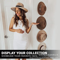 Wooden Cowboy Hat Wall Mounted Storage Rack, No Drilling Needed
