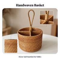 Multiuse Handwoven Storage Basket with Handles Rattan Storage Basket