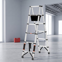Foldable Telescopic Ladder Aluminum A-Shaped Ladder Heavy Duty Extendable for Home Repairs, Ceiling Work